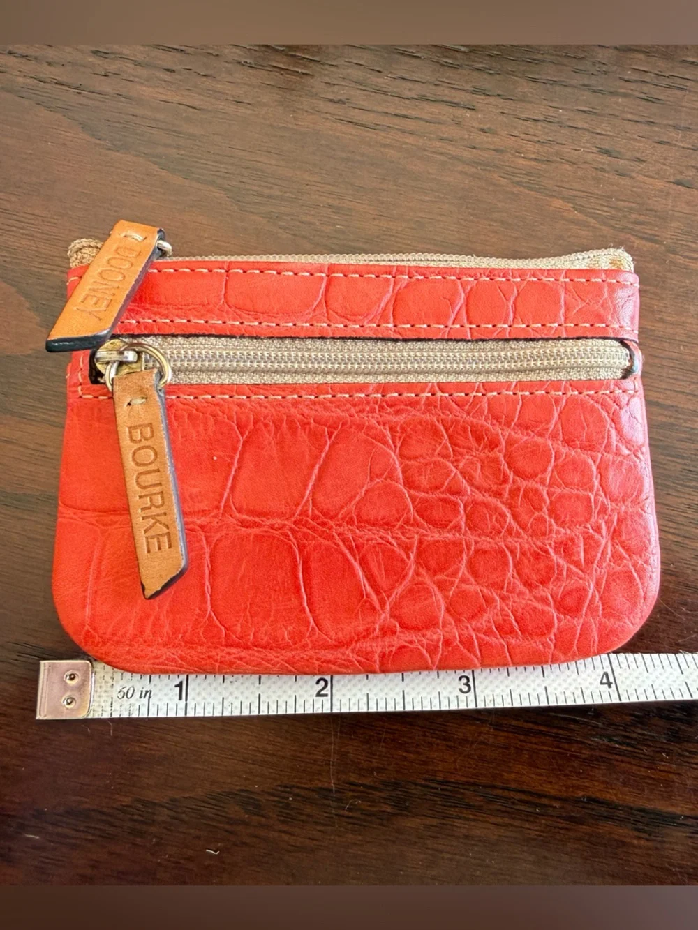 Dooney & Bourke Red Croc-Embossed Leather Key & Card Holder